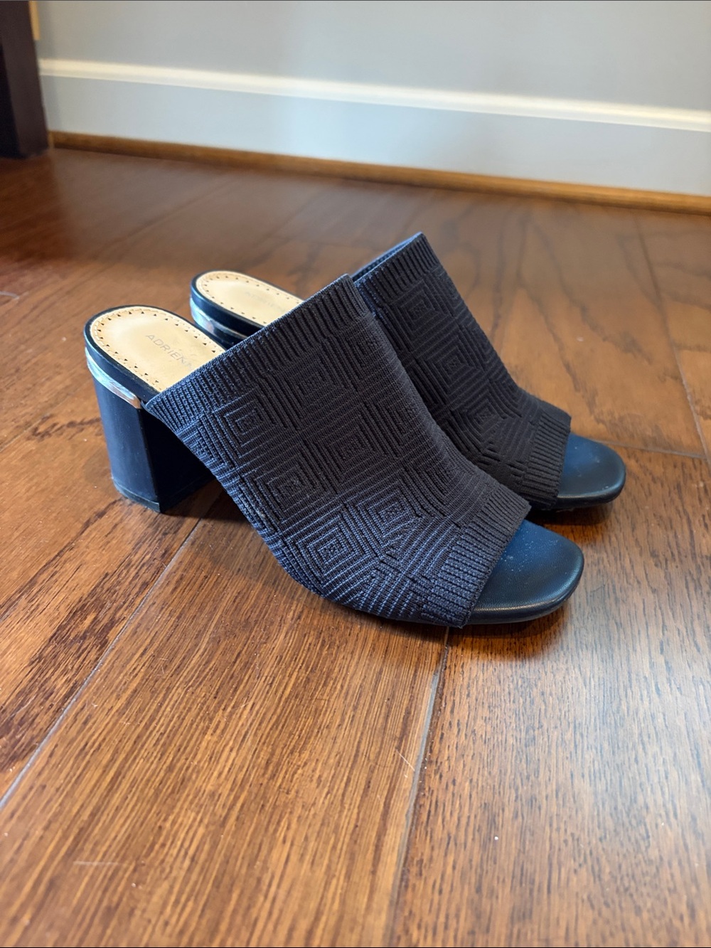 Navy Open-Toe Block Heel Mules - Adrienne Vittadini